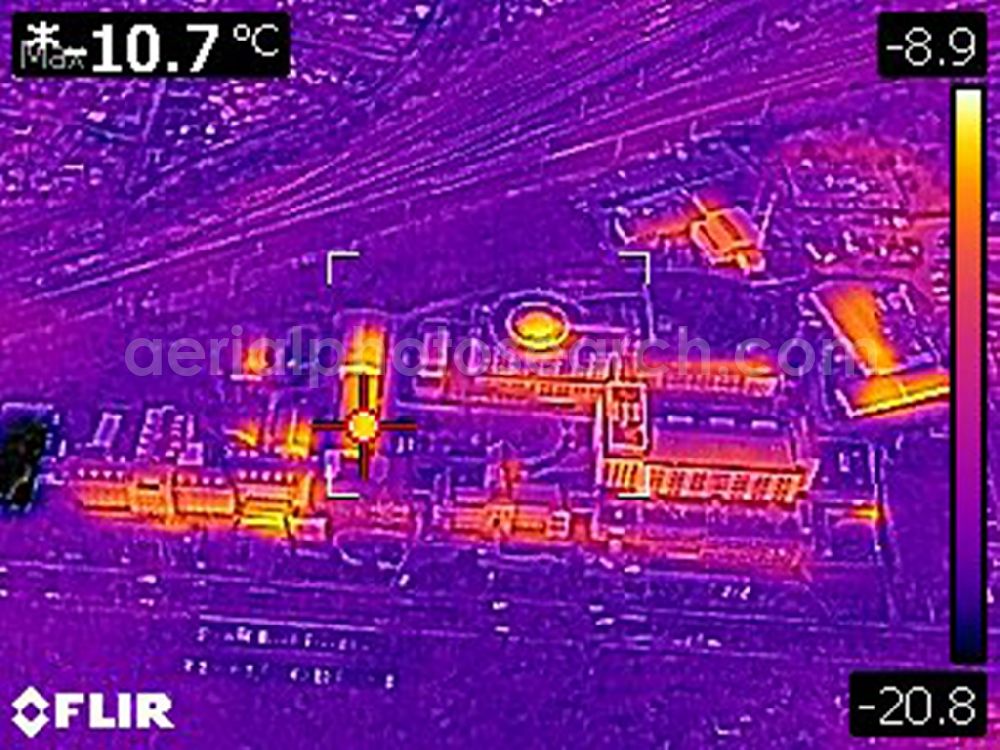 Infrared aerial photograph Eberswalde - Infrared aerial photograph of Hospital grounds of the Clinic Klinikum Barnim GmbH, Werner Forssmann Krankenhaus on Rudolf-Breitscheid-Strasse in Eberswalde in the state Brandenburg, Germany