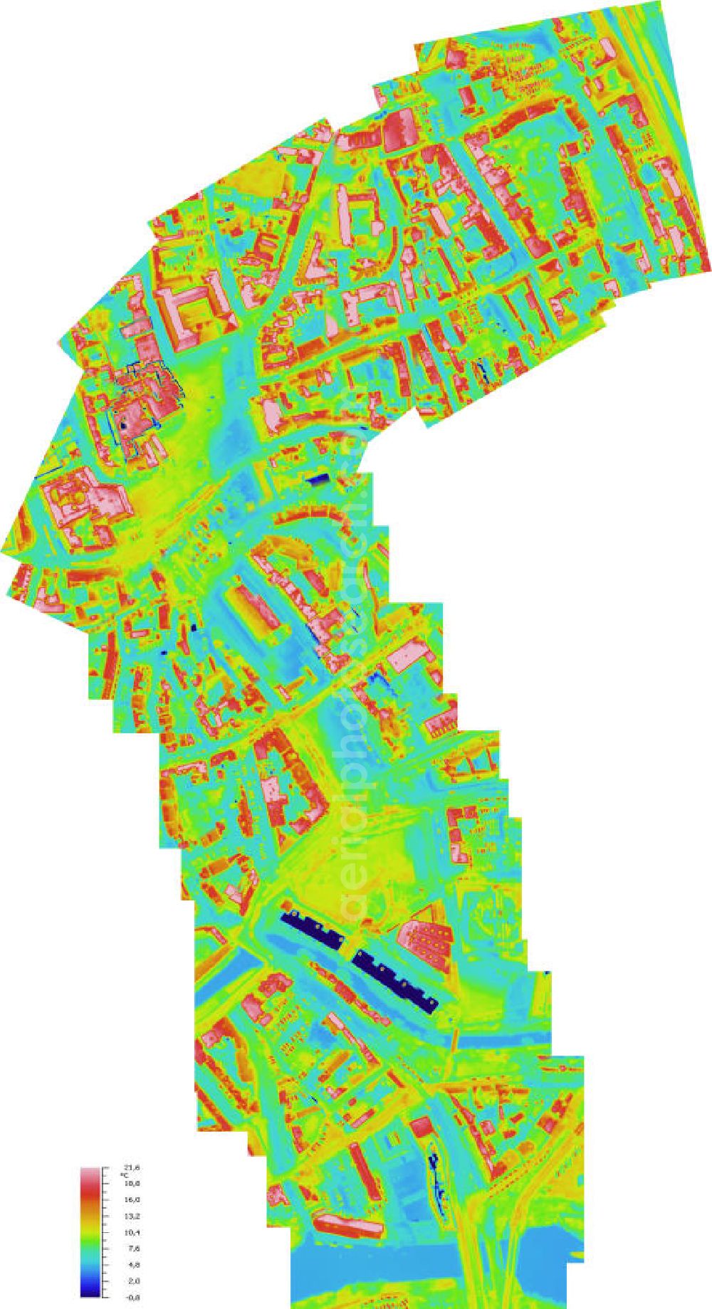 Infrared aerial photograph HALLE / Saale - Infrarotaufnahme als Senkrechtluftbild von Geschäftshäusern und Wohngebieten der Altstadt am Innenstadtbereich zum Marktplatz in Halle / Saale. Aufgenommen wurden diese auf 1/10 tel Grad genauen Wärmeluftaufnahmen mit einem Luftbild-Infrarotkamerasystem der Firma JENOPTIK. Jena Optronik GmbH,