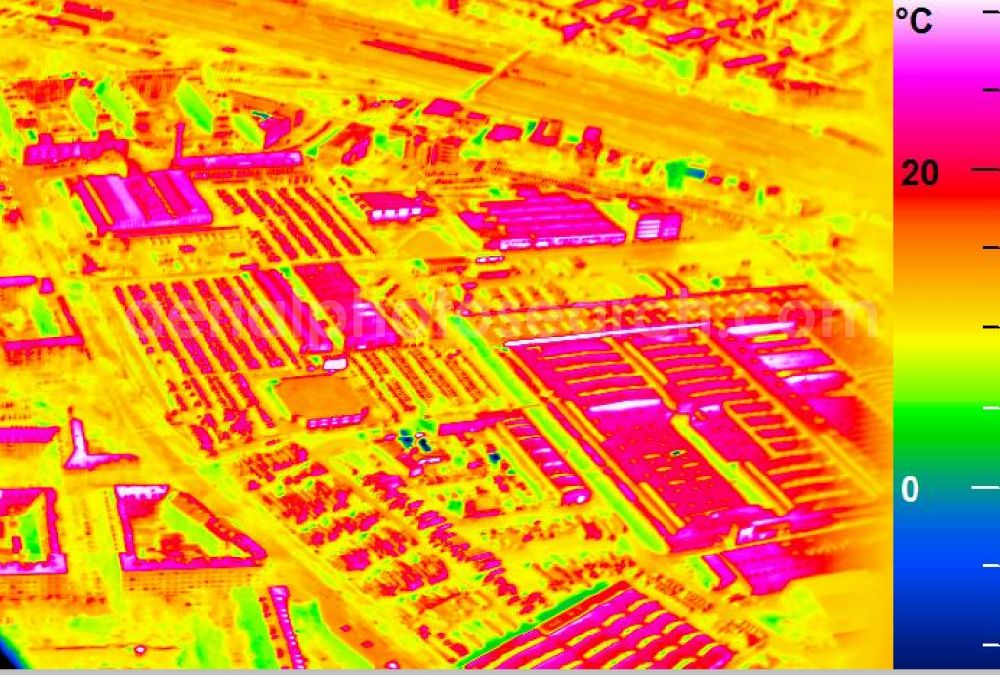 Infrared aerial photograph Mannheim - Infrared aerial photograph of building and production halls on the premises of John Deere GmbH & Co KG on street John-Deere-Strasse in the district Lindenhof in Mannheim in the state Baden-Wuerttemberg, Germany