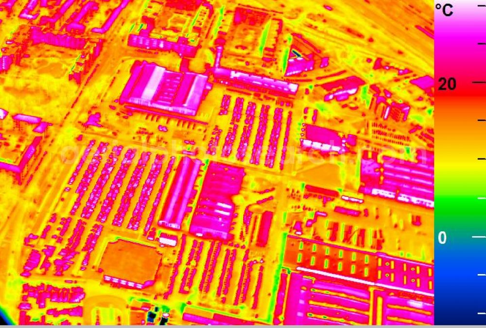 Infrared aerial photograph Mannheim - Infrared aerial photograph of building and production halls on the premises of John Deere GmbH & Co KG on street John-Deere-Strasse in the district Lindenhof in Mannheim in the state Baden-Wuerttemberg, Germany