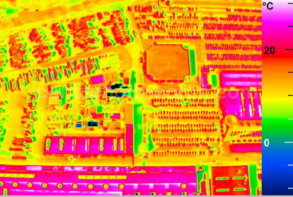 Infrared aerial photograph Mannheim - Infrared aerial photograph of building and production halls on the premises of John Deere GmbH & Co KG on street John-Deere-Strasse in the district Lindenhof in Mannheim in the state Baden-Wuerttemberg, Germany