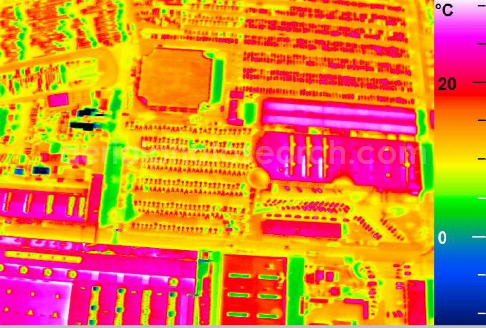 Infrared aerial photograph Mannheim - Infrared aerial photograph of building and production halls on the premises of John Deere GmbH & Co KG on street John-Deere-Strasse in the district Lindenhof in Mannheim in the state Baden-Wuerttemberg, Germany