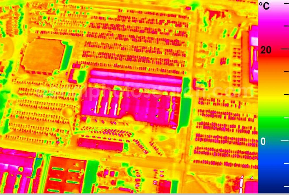 Infrared aerial photograph Mannheim - Infrared aerial photograph of building and production halls on the premises of John Deere GmbH & Co KG on street John-Deere-Strasse in the district Lindenhof in Mannheim in the state Baden-Wuerttemberg, Germany