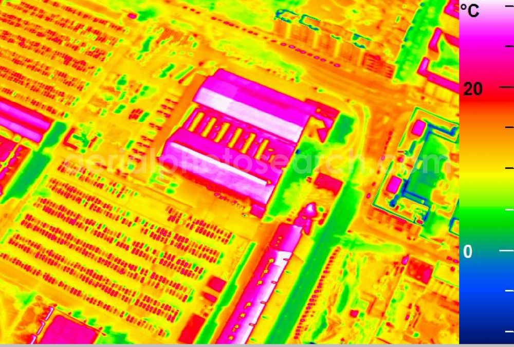 Infrared aerial photograph Mannheim - Infrared aerial photograph of building and production halls on the premises of John Deere GmbH & Co KG on street John-Deere-Strasse in the district Lindenhof in Mannheim in the state Baden-Wuerttemberg, Germany