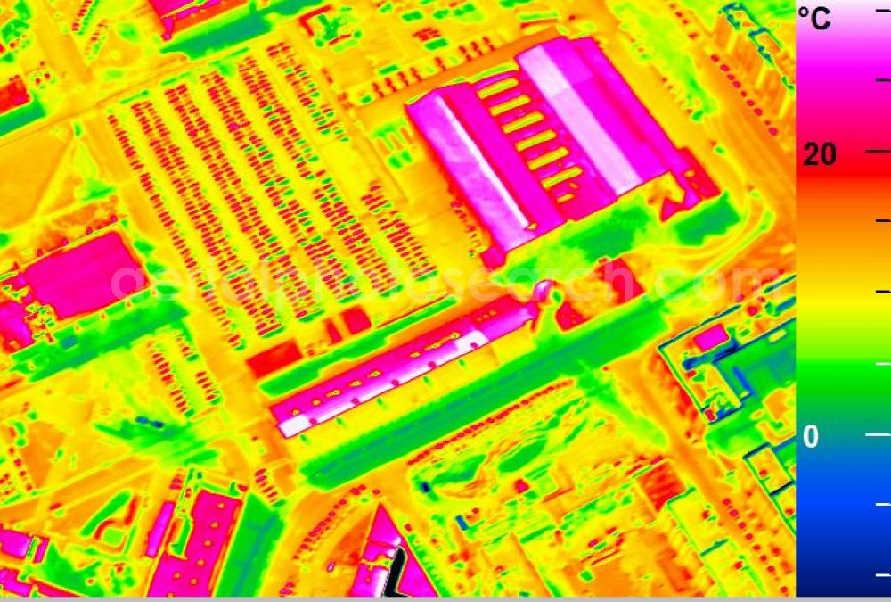 Infrared aerial photograph Mannheim - Infrared aerial photograph of building and production halls on the premises of John Deere GmbH & Co KG on street John-Deere-Strasse in the district Lindenhof in Mannheim in the state Baden-Wuerttemberg, Germany