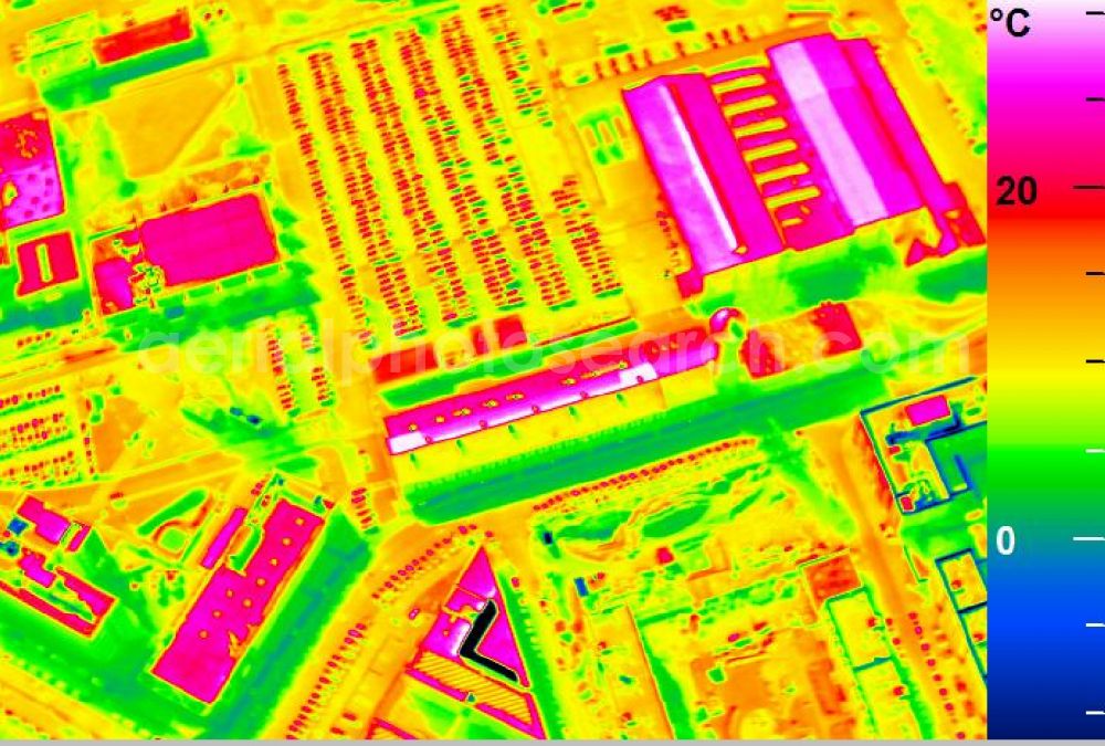 Infrared aerial photograph Mannheim - Infrared aerial photograph of building and production halls on the premises of John Deere GmbH & Co KG on street John-Deere-Strasse in the district Lindenhof in Mannheim in the state Baden-Wuerttemberg, Germany