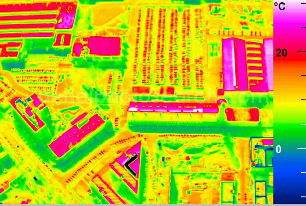 Infrared aerial photograph Mannheim - Infrared aerial photograph of building and production halls on the premises of John Deere GmbH & Co KG on street John-Deere-Strasse in the district Lindenhof in Mannheim in the state Baden-Wuerttemberg, Germany