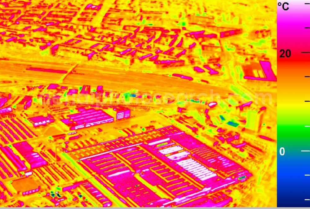 Infrared aerial photograph Mannheim - Infrared aerial photograph of building and production halls on the premises of John Deere GmbH & Co KG on street John-Deere-Strasse in the district Lindenhof in Mannheim in the state Baden-Wuerttemberg, Germany