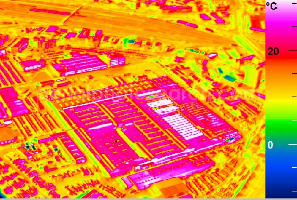 Infrared aerial photograph Mannheim - Infrared aerial photograph of building and production halls on the premises of John Deere GmbH & Co KG on street John-Deere-Strasse in the district Lindenhof in Mannheim in the state Baden-Wuerttemberg, Germany