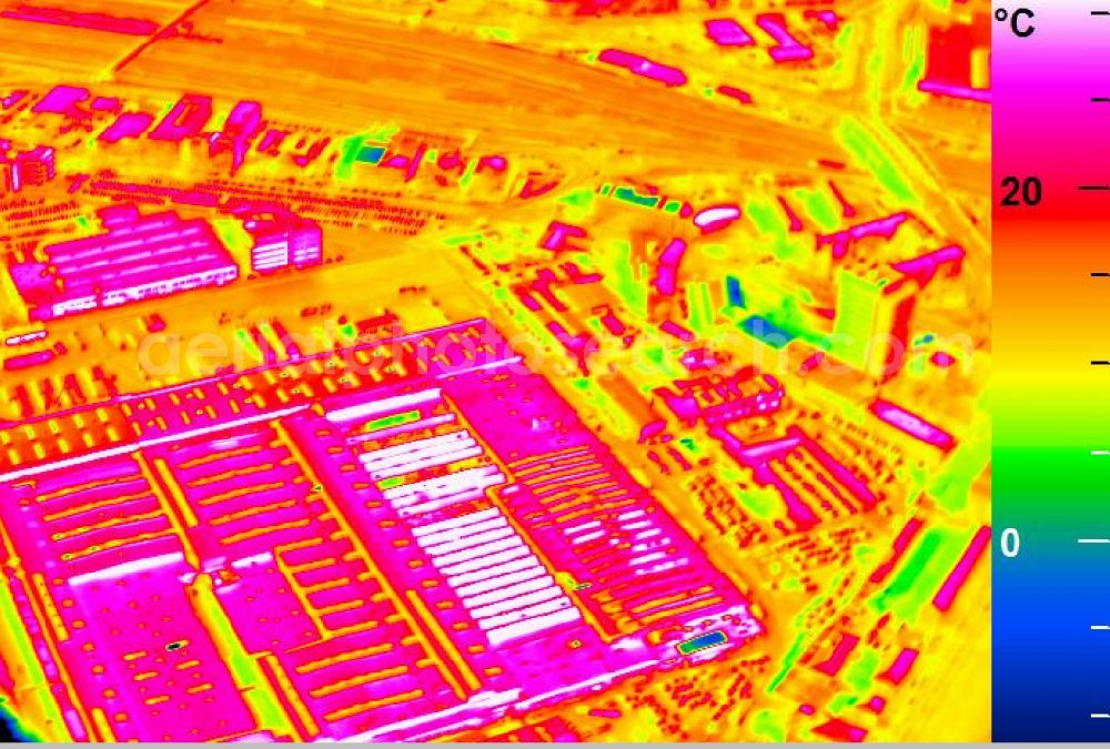 Infrared aerial photograph Mannheim - Infrared aerial photograph of building and production halls on the premises of John Deere GmbH & Co KG on street John-Deere-Strasse in the district Lindenhof in Mannheim in the state Baden-Wuerttemberg, Germany