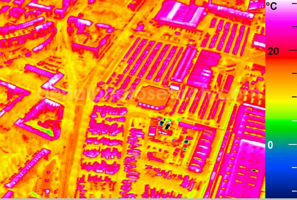 Infrared aerial photograph Mannheim - Infrared aerial photograph of building and production halls on the premises of John Deere GmbH & Co KG on street John-Deere-Strasse in the district Lindenhof in Mannheim in the state Baden-Wuerttemberg, Germany