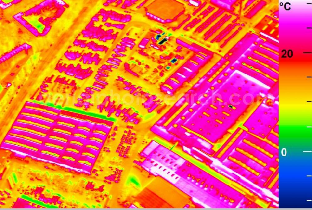 Infrared aerial photograph Mannheim - Infrared aerial photograph of building and production halls on the premises of John Deere GmbH & Co KG on street John-Deere-Strasse in the district Lindenhof in Mannheim in the state Baden-Wuerttemberg, Germany