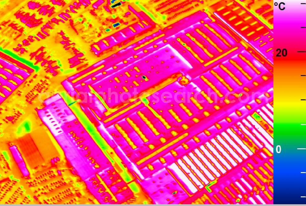 Infrared aerial photograph Mannheim - Infrared aerial photograph of building and production halls on the premises of John Deere GmbH & Co KG on street John-Deere-Strasse in the district Lindenhof in Mannheim in the state Baden-Wuerttemberg, Germany