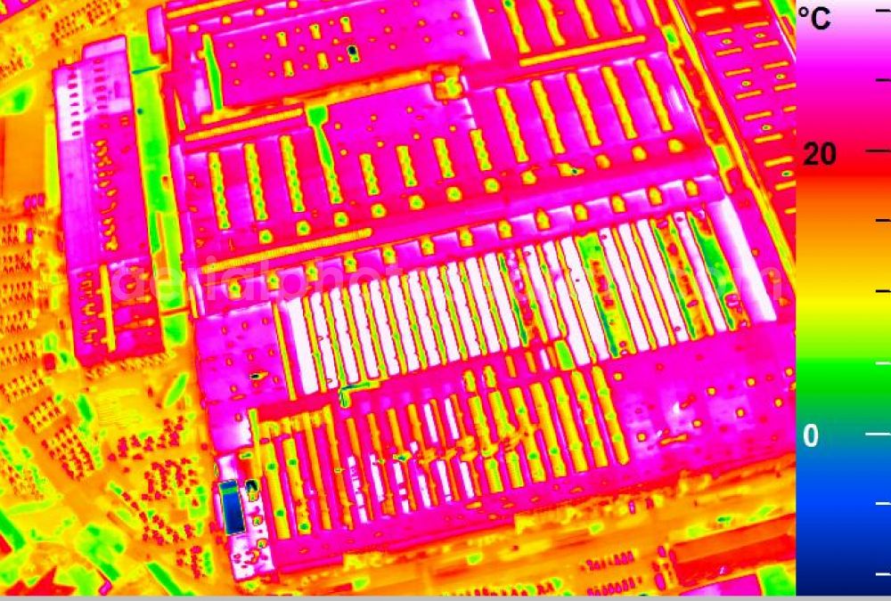 Infrared aerial photograph Mannheim - Infrared aerial photograph of building and production halls on the premises of John Deere GmbH & Co KG on street John-Deere-Strasse in the district Lindenhof in Mannheim in the state Baden-Wuerttemberg, Germany