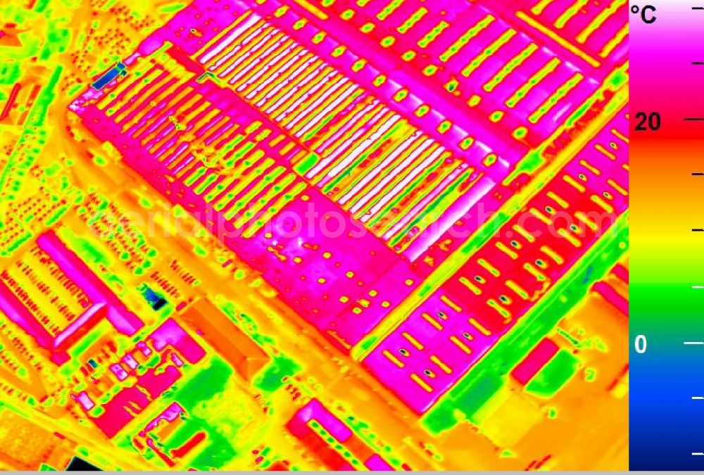 Infrared aerial photograph Mannheim - Infrared aerial photograph of building and production halls on the premises of John Deere GmbH & Co KG on street John-Deere-Strasse in the district Lindenhof in Mannheim in the state Baden-Wuerttemberg, Germany