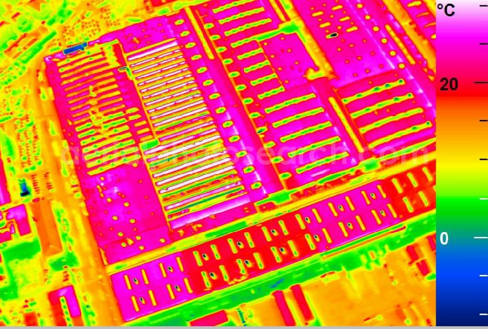 Infrared aerial photograph Mannheim - Infrared aerial photograph of building and production halls on the premises of John Deere GmbH & Co KG on street John-Deere-Strasse in the district Lindenhof in Mannheim in the state Baden-Wuerttemberg, Germany