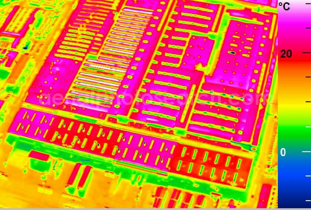 Infrared aerial photograph Mannheim - Infrared aerial photograph of building and production halls on the premises of John Deere GmbH & Co KG on street John-Deere-Strasse in the district Lindenhof in Mannheim in the state Baden-Wuerttemberg, Germany