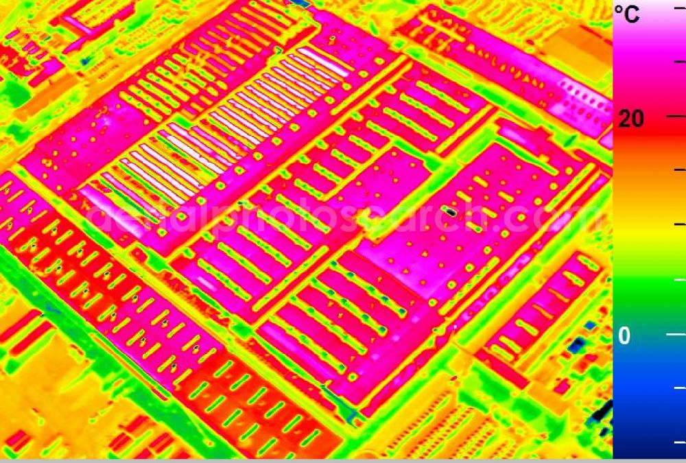 Infrared aerial photograph Mannheim - Infrared aerial photograph of building and production halls on the premises of John Deere GmbH & Co KG on street John-Deere-Strasse in the district Lindenhof in Mannheim in the state Baden-Wuerttemberg, Germany