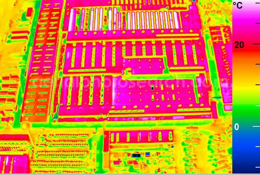 Infrared aerial photograph Mannheim - Infrared aerial photograph of building and production halls on the premises of John Deere GmbH & Co KG on street John-Deere-Strasse in the district Lindenhof in Mannheim in the state Baden-Wuerttemberg, Germany