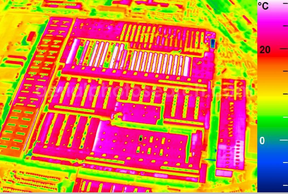 Infrared aerial photograph Mannheim - Infrared aerial photograph of building and production halls on the premises of John Deere GmbH & Co KG on street John-Deere-Strasse in the district Lindenhof in Mannheim in the state Baden-Wuerttemberg, Germany