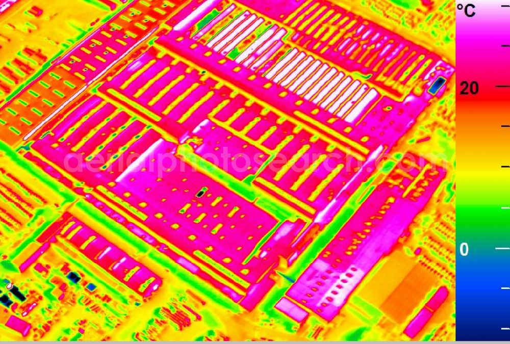 Infrared aerial photograph Mannheim - Infrared aerial photograph of building and production halls on the premises of John Deere GmbH & Co KG on street John-Deere-Strasse in the district Lindenhof in Mannheim in the state Baden-Wuerttemberg, Germany