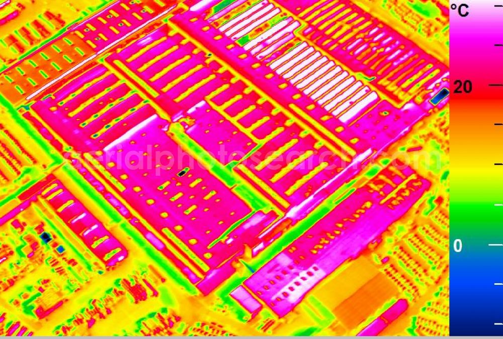 Infrared aerial photograph Mannheim - Infrared aerial photograph of building and production halls on the premises of John Deere GmbH & Co KG on street John-Deere-Strasse in the district Lindenhof in Mannheim in the state Baden-Wuerttemberg, Germany