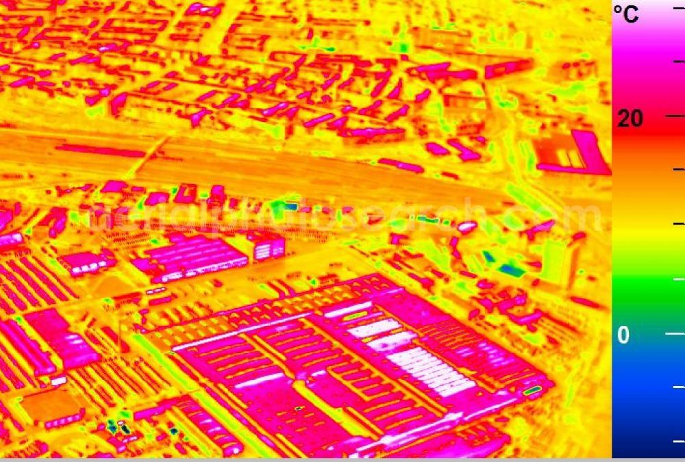 Infrared aerial photograph Mannheim - Infrared aerial photograph of building and production halls on the premises of John Deere GmbH & Co KG on street John-Deere-Strasse in the district Lindenhof in Mannheim in the state Baden-Wuerttemberg, Germany