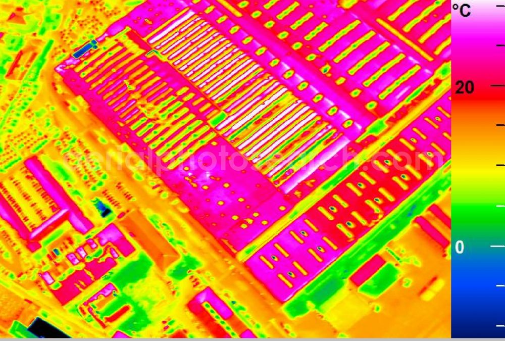 Infrared aerial photograph Mannheim - Infrared aerial photograph of building and production halls on the premises of John Deere GmbH & Co KG on street John-Deere-Strasse in the district Lindenhof in Mannheim in the state Baden-Wuerttemberg, Germany