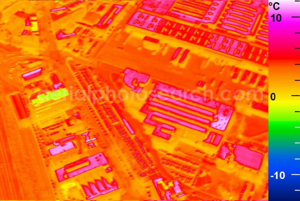 Infrared aerial photograph Mannheim - Infrared aerial photograph of building and production halls on the premises of John Deere GmbH & Co KG on street John-Deere-Strasse in the district Lindenhof in Mannheim in the state Baden-Wuerttemberg, Germany