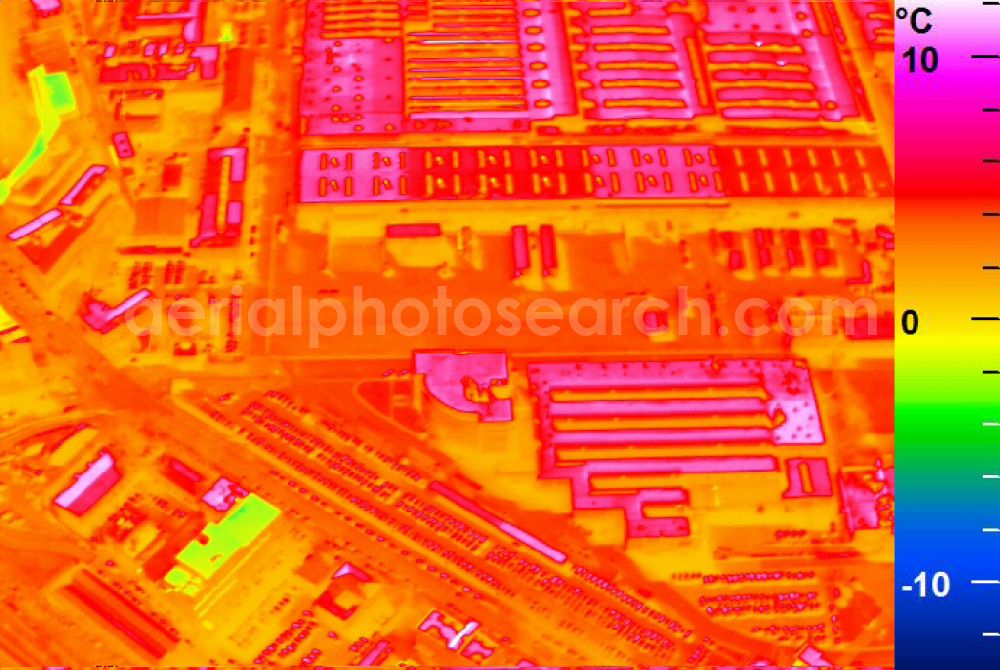 Infrared aerial photograph Mannheim - Infrared aerial photograph of building and production halls on the premises of John Deere GmbH & Co KG on street John-Deere-Strasse in the district Lindenhof in Mannheim in the state Baden-Wuerttemberg, Germany