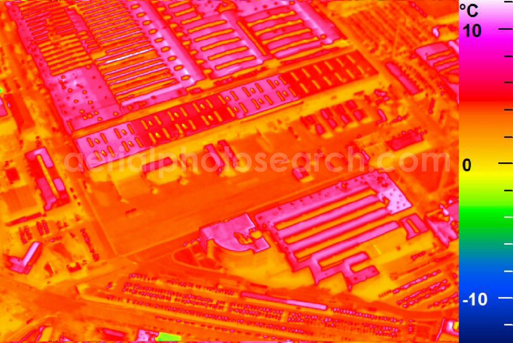 Infrared aerial photograph Mannheim - Infrared aerial photograph of building and production halls on the premises of John Deere GmbH & Co KG on street John-Deere-Strasse in the district Lindenhof in Mannheim in the state Baden-Wuerttemberg, Germany