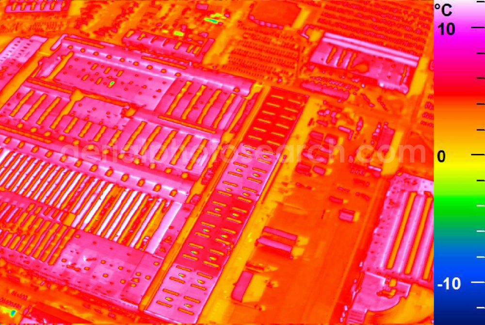 Infrared aerial photograph Mannheim - Infrared aerial photograph of building and production halls on the premises of John Deere GmbH & Co KG on street John-Deere-Strasse in the district Lindenhof in Mannheim in the state Baden-Wuerttemberg, Germany