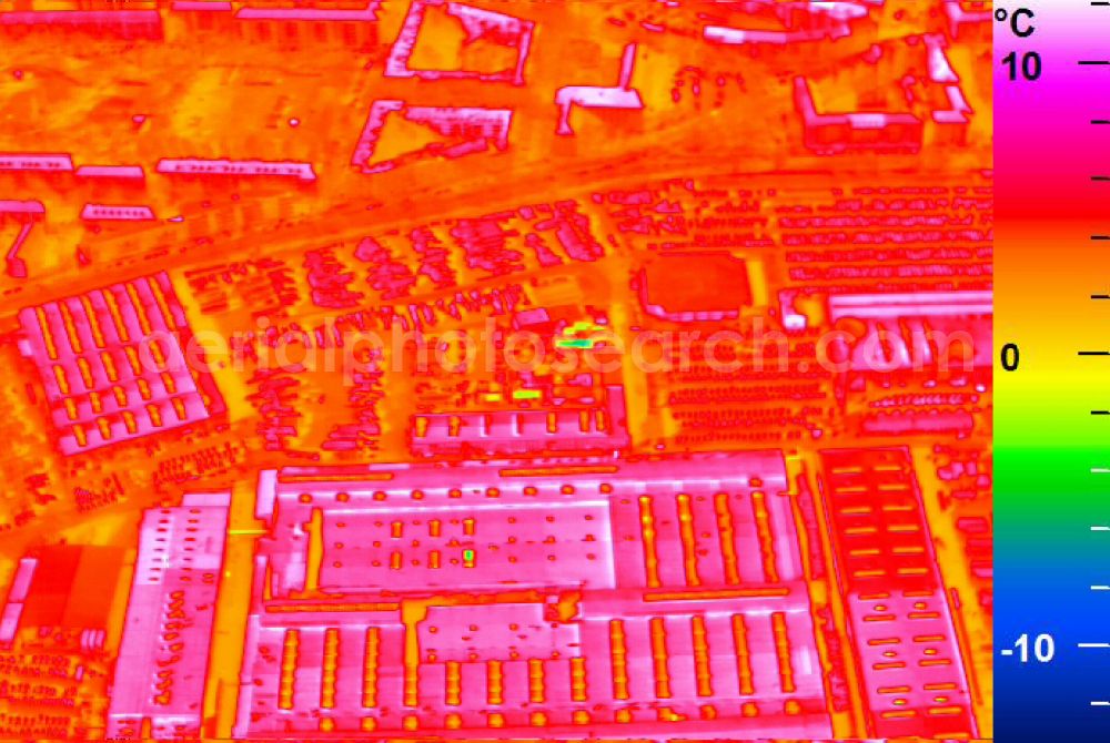 Infrared aerial photograph Mannheim - Infrared aerial photograph of building and production halls on the premises of John Deere GmbH & Co KG on street John-Deere-Strasse in the district Lindenhof in Mannheim in the state Baden-Wuerttemberg, Germany