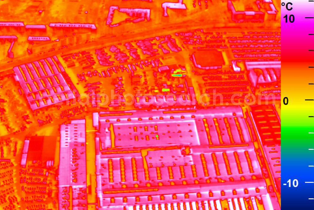 Infrared aerial photograph Mannheim - Infrared aerial photograph of building and production halls on the premises of John Deere GmbH & Co KG on street John-Deere-Strasse in the district Lindenhof in Mannheim in the state Baden-Wuerttemberg, Germany