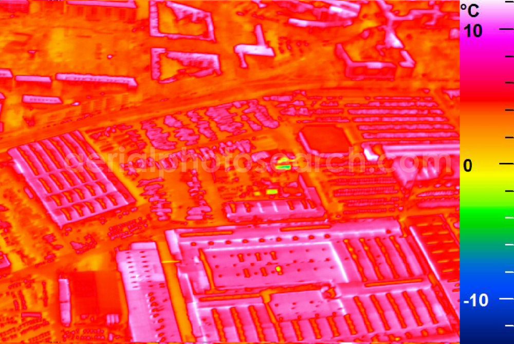 Infrared aerial photograph Mannheim - Infrared aerial photograph of building and production halls on the premises of John Deere GmbH & Co KG on street John-Deere-Strasse in the district Lindenhof in Mannheim in the state Baden-Wuerttemberg, Germany