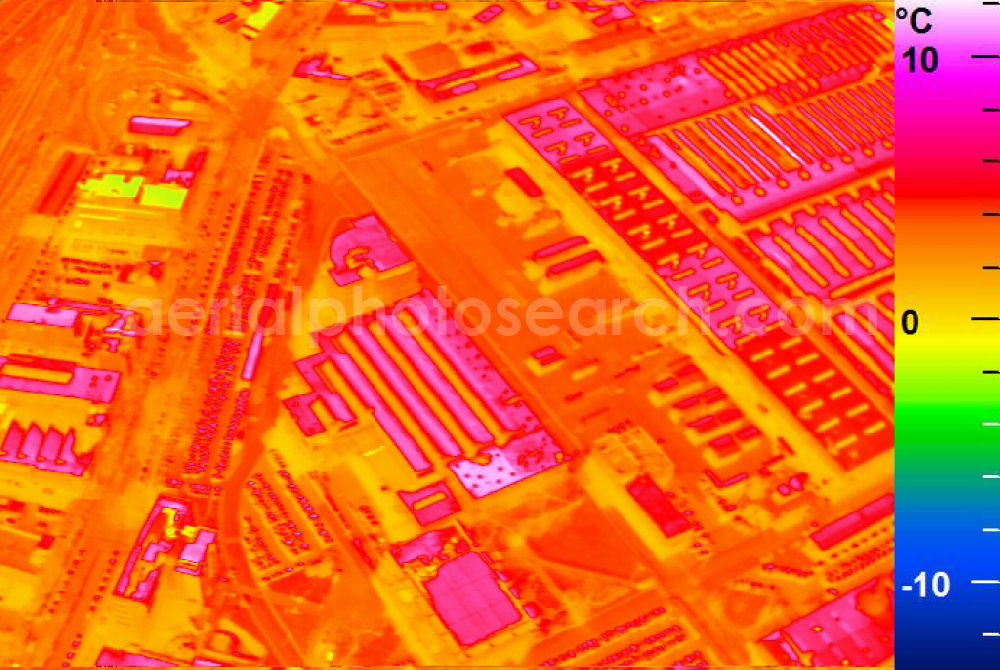 Infrared aerial photograph Mannheim - Infrared aerial photograph of building and production halls on the premises of John Deere GmbH & Co KG on street John-Deere-Strasse in the district Lindenhof in Mannheim in the state Baden-Wuerttemberg, Germany