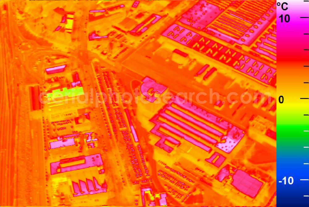 Infrared aerial photograph Mannheim - Infrared aerial photograph of building and production halls on the premises of John Deere GmbH & Co KG on street John-Deere-Strasse in the district Lindenhof in Mannheim in the state Baden-Wuerttemberg, Germany