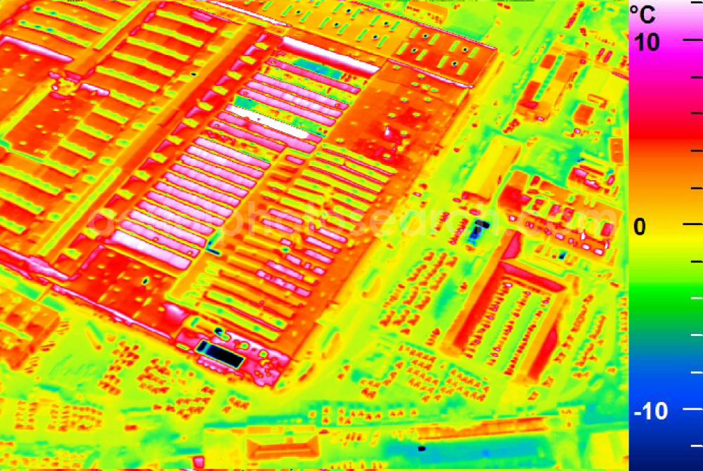 Infrared aerial photograph Mannheim - Infrared aerial photograph of building and production halls on the premises of John Deere GmbH & Co KG on street John-Deere-Strasse in the district Lindenhof in Mannheim in the state Baden-Wuerttemberg, Germany