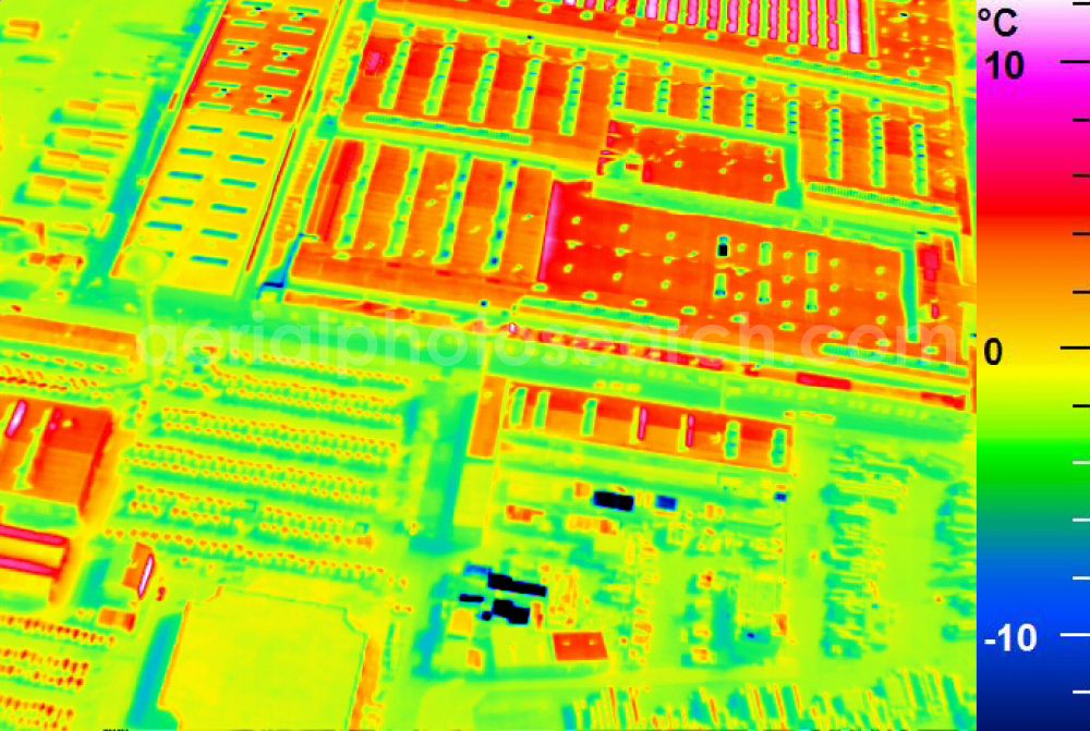 Infrared aerial photograph Mannheim - Infrared aerial photograph of building and production halls on the premises of John Deere GmbH & Co KG on street John-Deere-Strasse in the district Lindenhof in Mannheim in the state Baden-Wuerttemberg, Germany