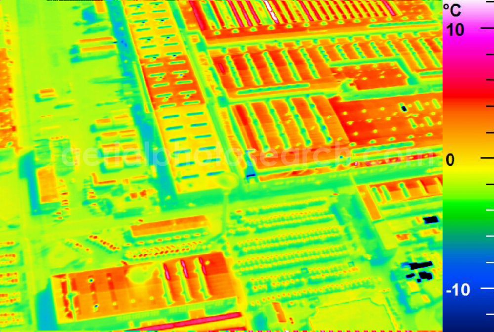 Infrared aerial photograph Mannheim - Infrared aerial photograph of building and production halls on the premises of John Deere GmbH & Co KG on street John-Deere-Strasse in the district Lindenhof in Mannheim in the state Baden-Wuerttemberg, Germany