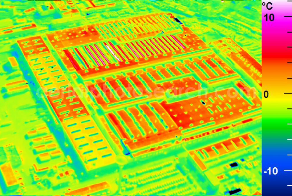 Infrared aerial photograph Mannheim - Infrared aerial photograph of building and production halls on the premises of John Deere GmbH & Co KG on street John-Deere-Strasse in the district Lindenhof in Mannheim in the state Baden-Wuerttemberg, Germany