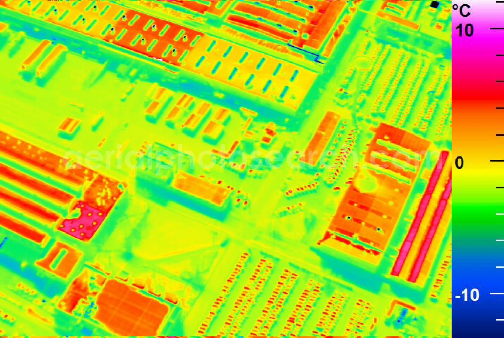 Infrared aerial photograph Mannheim - Infrared aerial photograph of building and production halls on the premises of John Deere GmbH & Co KG on street John-Deere-Strasse in the district Lindenhof in Mannheim in the state Baden-Wuerttemberg, Germany