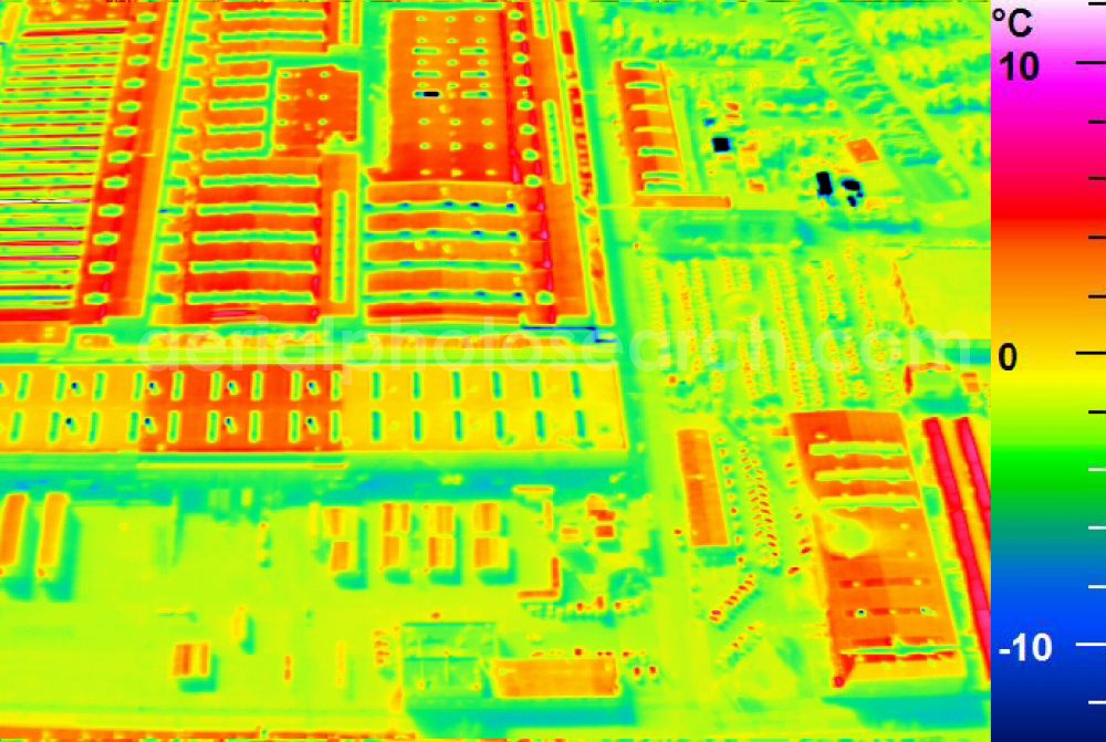 Infrared aerial photograph Mannheim - Infrared aerial photograph of building and production halls on the premises of John Deere GmbH & Co KG on street John-Deere-Strasse in the district Lindenhof in Mannheim in the state Baden-Wuerttemberg, Germany