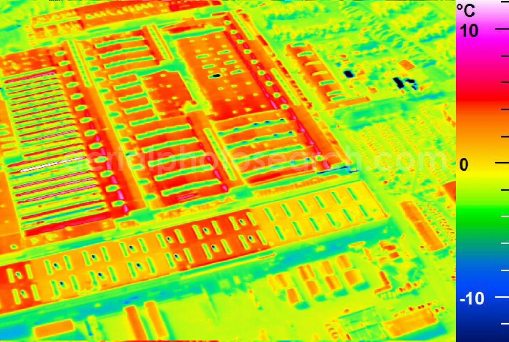 Infrared aerial photograph Mannheim - Infrared aerial photograph of building and production halls on the premises of John Deere GmbH & Co KG on street John-Deere-Strasse in the district Lindenhof in Mannheim in the state Baden-Wuerttemberg, Germany