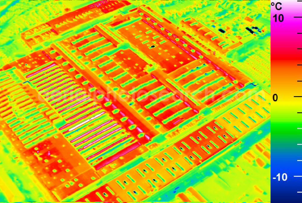 Infrared aerial photograph Mannheim - Infrared aerial photograph of building and production halls on the premises of John Deere GmbH & Co KG on street John-Deere-Strasse in the district Lindenhof in Mannheim in the state Baden-Wuerttemberg, Germany