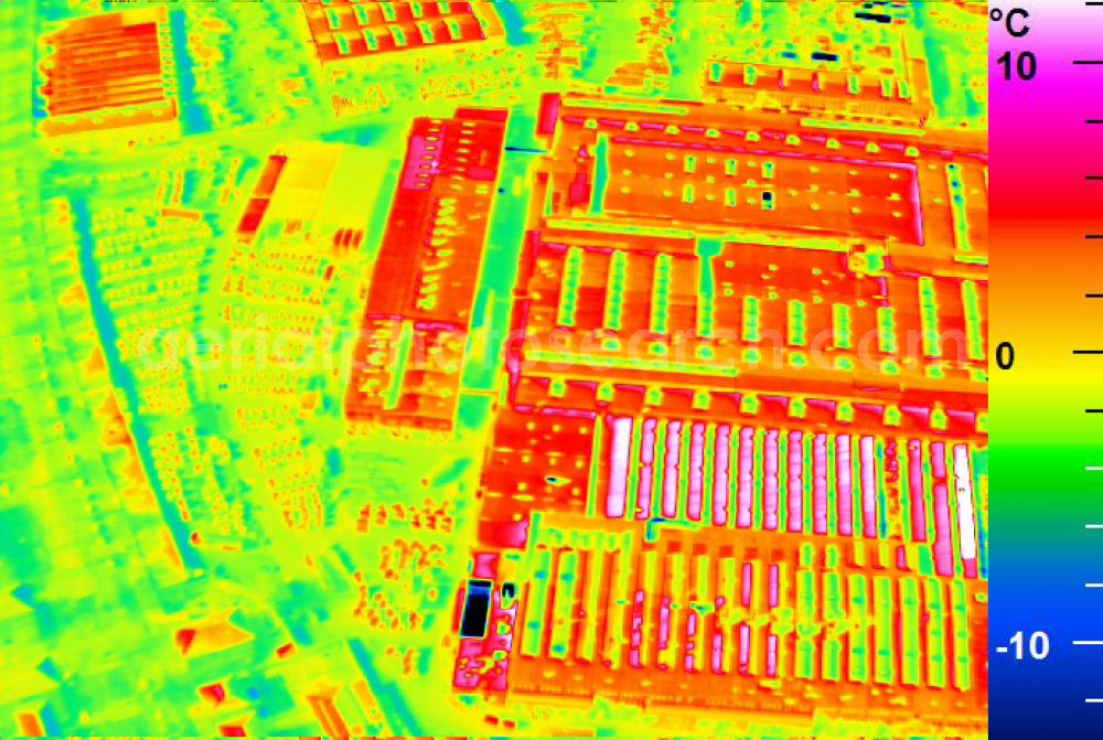 Infrared aerial photograph Mannheim - Infrared aerial photograph of building and production halls on the premises of John Deere GmbH & Co KG on street John-Deere-Strasse in the district Lindenhof in Mannheim in the state Baden-Wuerttemberg, Germany