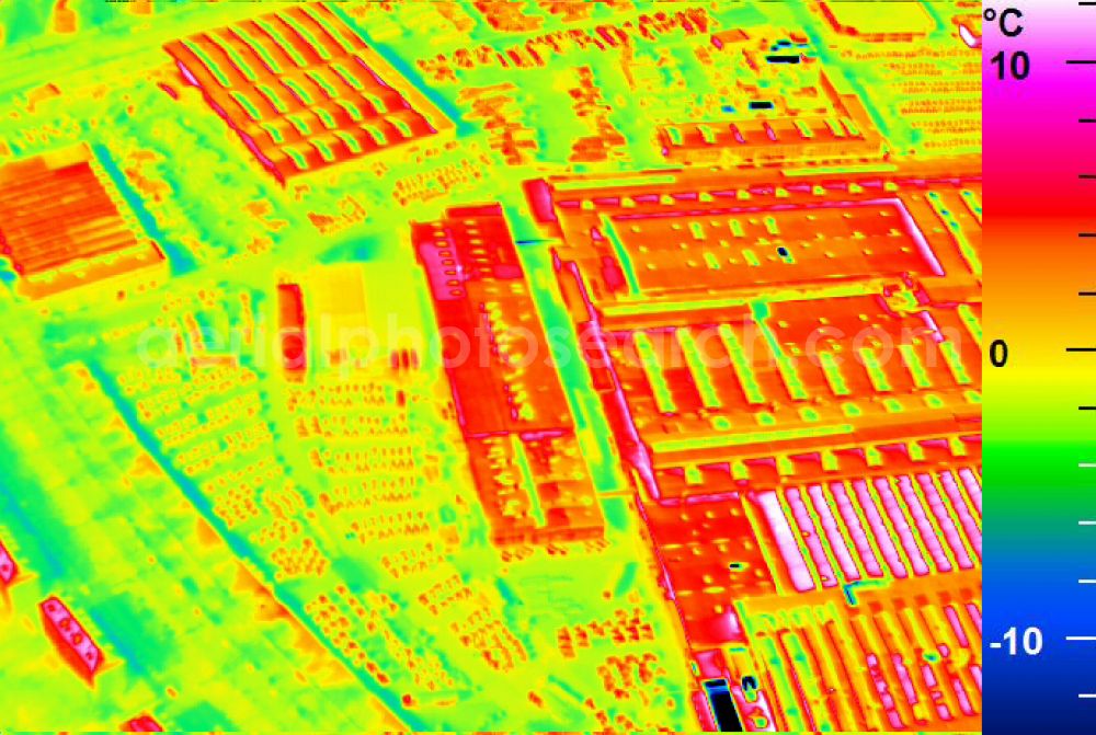 Infrared aerial photograph Mannheim - Infrared aerial photograph of building and production halls on the premises of John Deere GmbH & Co KG on street John-Deere-Strasse in the district Lindenhof in Mannheim in the state Baden-Wuerttemberg, Germany