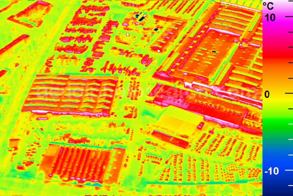 Infrared aerial photograph Mannheim - Infrared aerial photograph of building and production halls on the premises of John Deere GmbH & Co KG on street John-Deere-Strasse in the district Lindenhof in Mannheim in the state Baden-Wuerttemberg, Germany