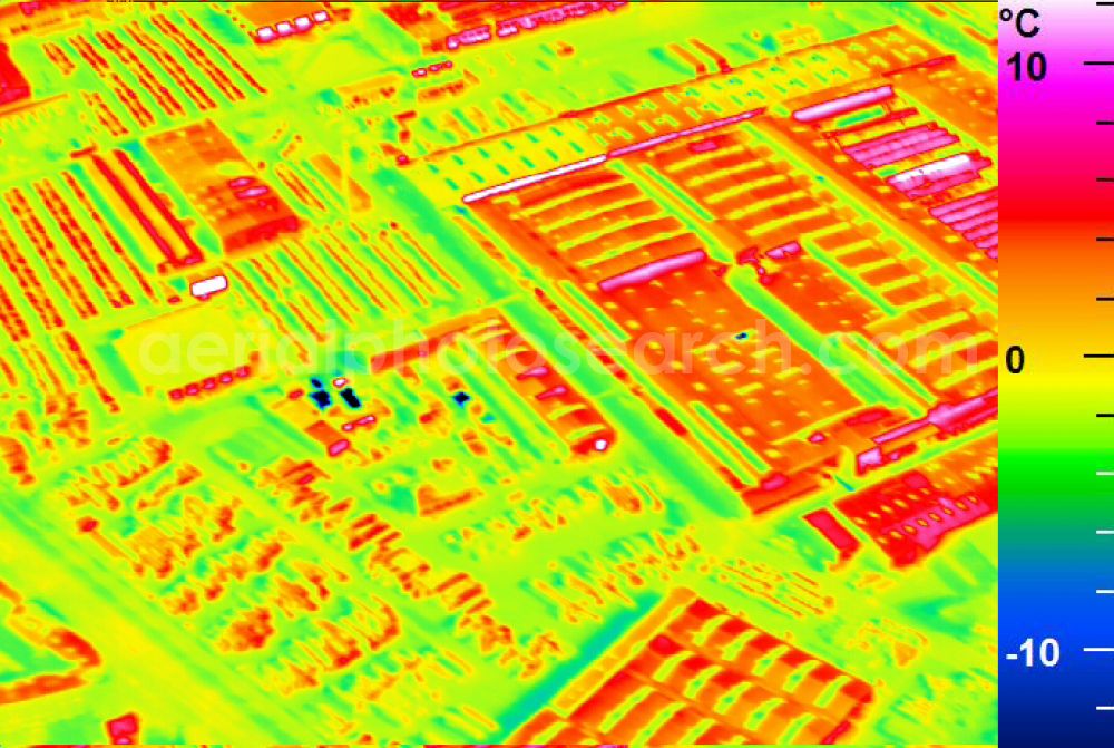 Infrared aerial photograph Mannheim - Infrared aerial photograph of building and production halls on the premises of John Deere GmbH & Co KG on street John-Deere-Strasse in the district Lindenhof in Mannheim in the state Baden-Wuerttemberg, Germany