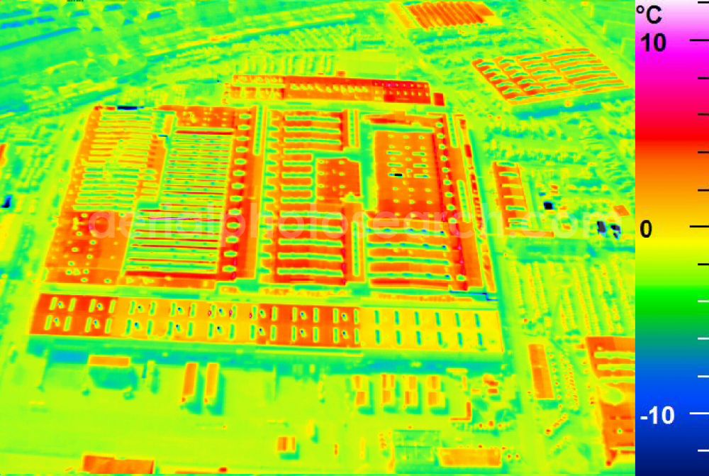 Infrared aerial photograph Mannheim - Infrared aerial photograph of building and production halls on the premises of John Deere GmbH & Co KG on street John-Deere-Strasse in the district Lindenhof in Mannheim in the state Baden-Wuerttemberg, Germany